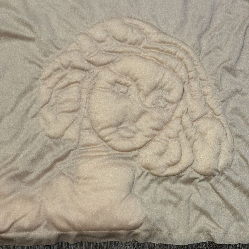 Trapunto Quilted Fabric Art Piece Ladies Head 19x23 Handmade 70s